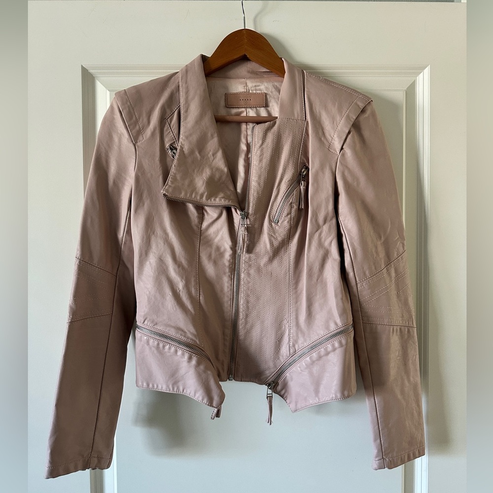 BlankNYC Pink Faux Leather Moto Jacket